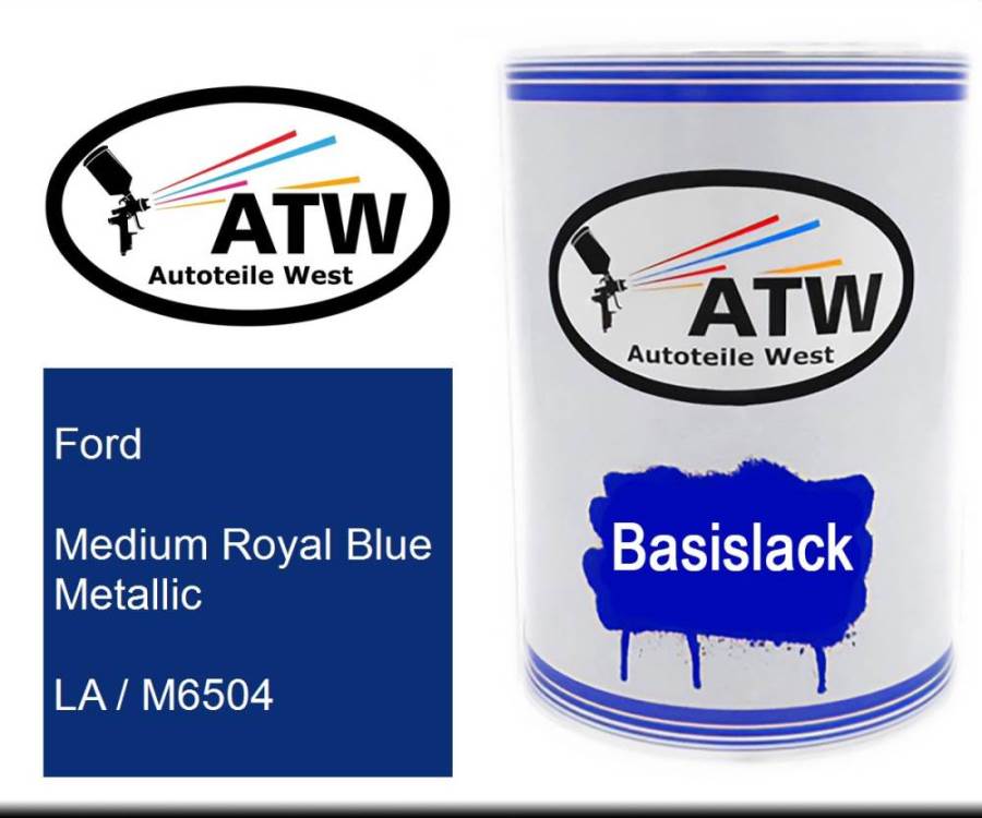 Ford, Medium Royal Blue Metallic, LA / M6504: 500ml Lackdose, von ATW Autoteile West.